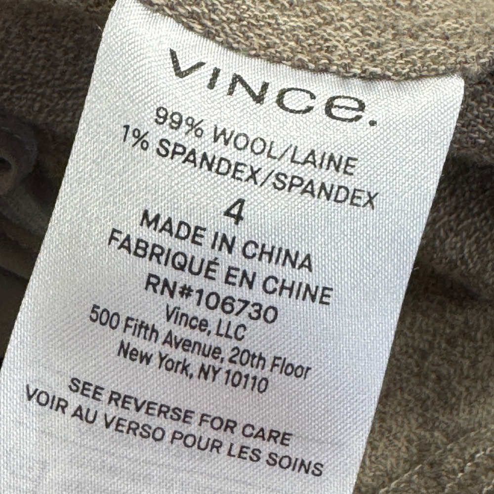 Vince Wool Blend Sailor Pants Taupe Brown Wide Leg Cropped V676721841 Size 4 - Picture 7 of 9